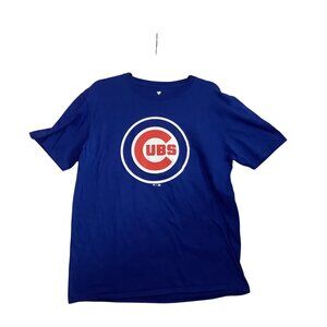 MLB Chicago Cubs Fanatics T-Shirt Large Blue Crew Neck Short Sleeve Cotton Blend